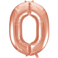 Unique Party Giant Number 0 Balloon, Rose Gold, 86cm