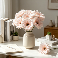 3Pcs 9.05in/23cm Artificial Silk Gerbera Flowers Wedding Home verandahs Table Decor Fake Daisy Chrysanthemum Party Home Decoration(pink)