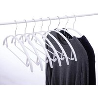 ANQI Pack of 50 White No Shoulder Bumps Non-Slip Coating Metal Hangers, with Pants Bar
