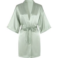 IZURIA mid-sleeved light green silk-like bathrobe S