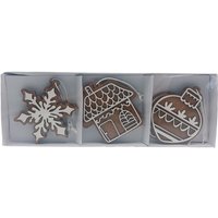 Festive Set of 6 x 8cm Assorted Gingerbread Christmas Decorations