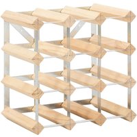 MINGHOU 12-Bottle 3×3 Grid Wine Rack Wood & Galvanized Steel Combination Freestanding Wine Storage Organizer for Home Bar Kitchen