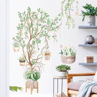 Green Tropical Assorted Leaves Decals Removable PVC Wall Stickers - Living Room Bedroom Office Home Decorations,branches