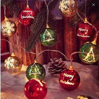 LED Christmas Decorative Light String, Red, green, and White Spherical Christmas Tree Snowflake Pattern, Suitable for Indoor and Outdoor Decoration, Mother's Day, Christmas, Wedding Decoration Lights