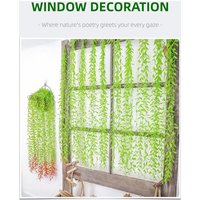 Yuejia 12Pcs 3.5ft/1mArtificial Hanging Willow Vine Fake Greenery Plants for Indoor/Outdoor Decor, Wedding & Photography - Red Tail Design