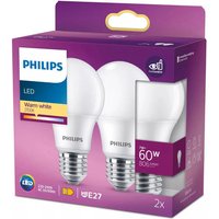 Philips Light Bulb LED Globe Frosted Screw E27 Warm White 60W Non-Dimmable 2pcs