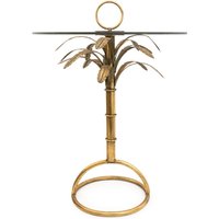 Candlelight Side Table Palm Tree Round Gold/Glass