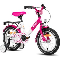 HILAND, Starry, Kids Bike for Boy and Girl Ages 2-7 Years Old with Training Wheels Bell Rear Rack, Pink, 16 inch