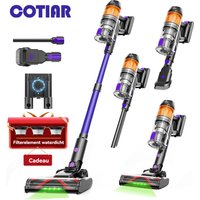 Cotiar R11 draadloze stofzuigers voor thuis, 500 W 50 kPa zuigkracht lichte stofzuiger, 60 min looptijd led-display 3 HEPA-filters paars