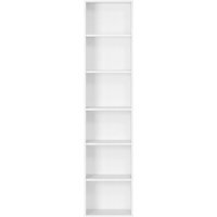 Ochama Bookshelf with 6 Shelves, Bookcase, for Home Office, Bedroom, Living Room, Study, White
