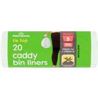 Morrisons 20 Tie Top Bio Caddy Bin Liners 5l