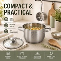 PURECOOK Stainless Steel Stock Pot Series | 304 Stainless Steel | Stock Pot with Steel Handle & Combined Lid