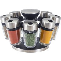 Cole & Mason Cambridge 8 Jar Rotating Spice Rack, Includes 8 Filled Spice/Herb Jars with Lids