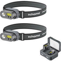 ochama MH1 Smart Multi-function Head Torch Set, 2 Headlamps, 1 Base, 1 Strap, 1 Type-C Charging Cable, 1 Charging Box Included, Smart Gesture Sensor Dimmable Light, Must-have for Outdoor Camping
