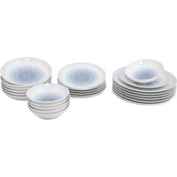 Set tavola blu effetto martellato 24 pezzi in porcellana