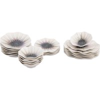 Set tavola fiore crema e marrone 24 pezzi in porcellana