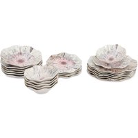 Set tavola fiore crema e rosa 24 pezzi in porcellana