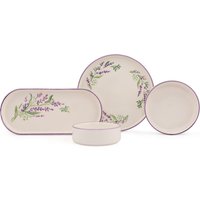 Set 14 pezzi tavola ceramiica con dettaglio fiore