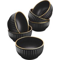 Set 6 ciotole plastica nera 10 cm bordo oro