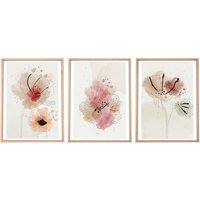 Set 3 quadri floreali con cornice