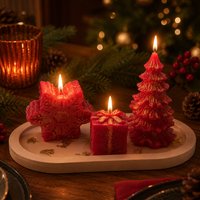 Set 3 candele natalizie con supporto