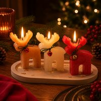 Set 3 candele renne di Natale con supporto