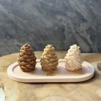 Set 3 pigne decorative con supporto