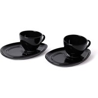 Set 2 tazze da tè nere con piattini