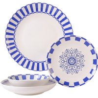 Set 24 piatti con decori blu
