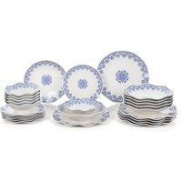 Set 24 piatti Shabby chic blu
