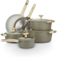 Batteria pentole 10 pezzi Bambù verde e crema