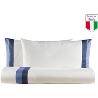 Parure copripiumino matrimoniale cotone blu Soraya Biancoperla