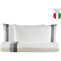 Parure copripiumino matrimoniale cotone grigio Soraya Biancoperla