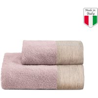 Set asciugamano spugna viso e ospite rosa Washed Biancoperla