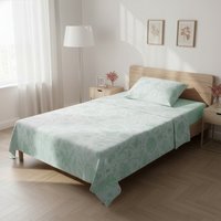 Completo letto 1 piazza e mezza in cotone verde Botanic