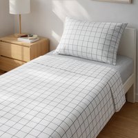 Completo letto singolo cotone Check grigio