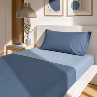 Completo letto singolo manopesca blu bicolore