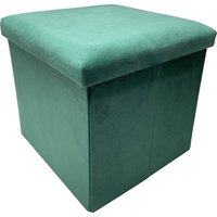 Pouf pieghevole velluto verde 40x40 cm