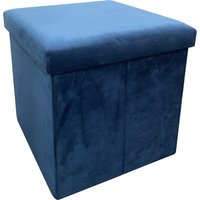 Pouf pieghevole velluto blu 40x40 cm