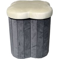 Pouf pieghevole velluto fiore crema 40 cm