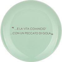 Piatto frutta salvia con scritta 19,5 cm in stoneware
