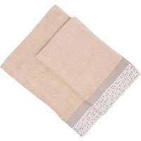Set 2 asciugamani Pallini nocciola in cotone Ipersan