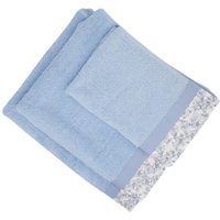Set 3 asciugamani Primula azzurri in cotone Ipersan