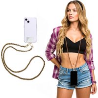 Tracolla smartphone e borsetta marrone oro 120 cm – Fashionally