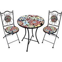 Set tavolo giardino fiori con 2 sedie