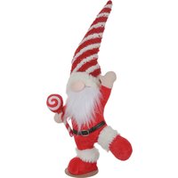 Gnomo Natale piede alzato 45 cm cappello rosso righe