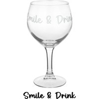 Calice in vetro scritta Smile e drink 620 ml