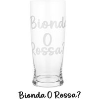 Bicchiere birra in vetro scritta Bionda o rossa 500 ml