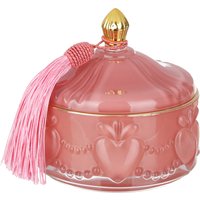 Cofanetto portagioie in vetro rosa cuori con coperchio