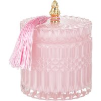 Barattolo portagioie in vetro rosa coperchio con nappina